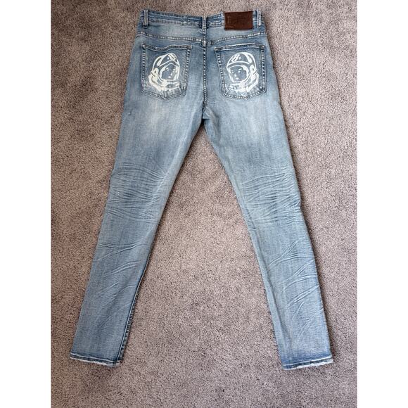 Billionaire Boys Club Light Blue Straight Jeans with Patches - Picture 5 of 10